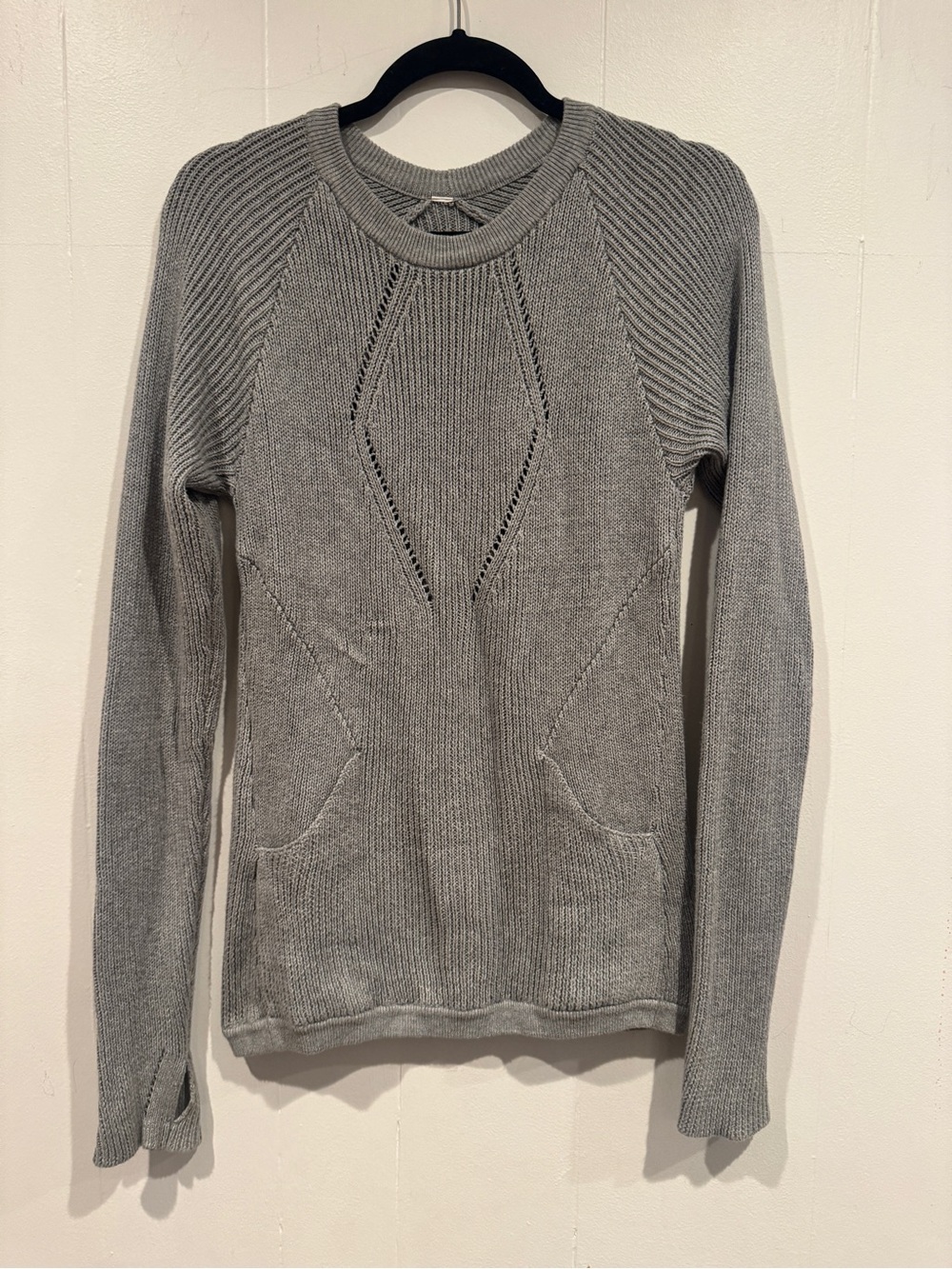 Lululemon Grey Knit Crewneck Sweater with pockets